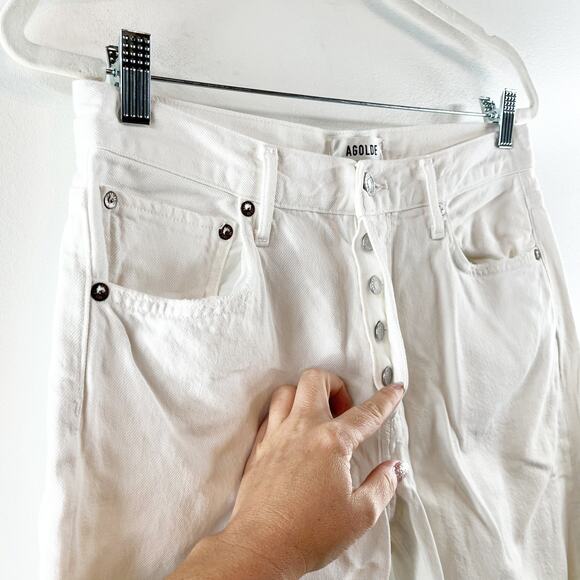 Agolde Parker High Rise Button Fly Crop Straight Leg Jeans White 27 / 4 - Picture 4 of 10